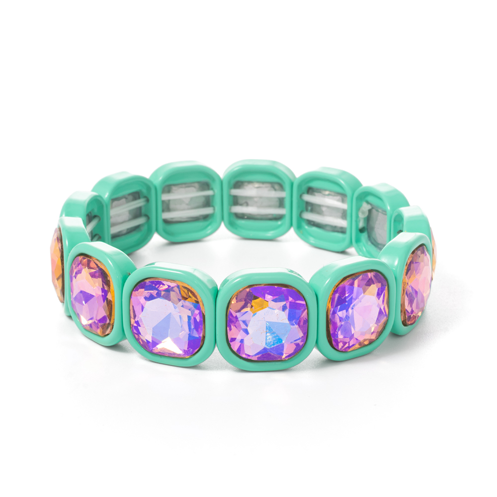 Pulseras de cuentas de cristal de invierno para mujer, pulseras elásticas de cuentas coloridas, joyería brillante bohemia hecha a mano, 2024: Chapado en zinc blanco y azul