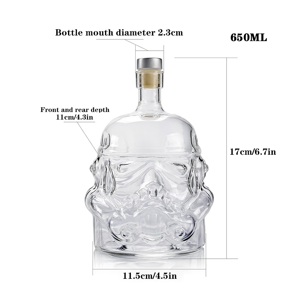650ml/1000ml Glass Whiskey Bottle Skull Vodka Bottles Skull Head Bottle Gothic Wine Vodka Decanter With Stopper