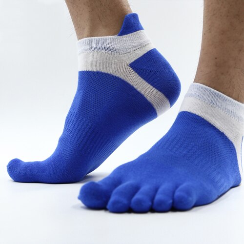 Run Lightweight No-Show Toe Socks: Blue