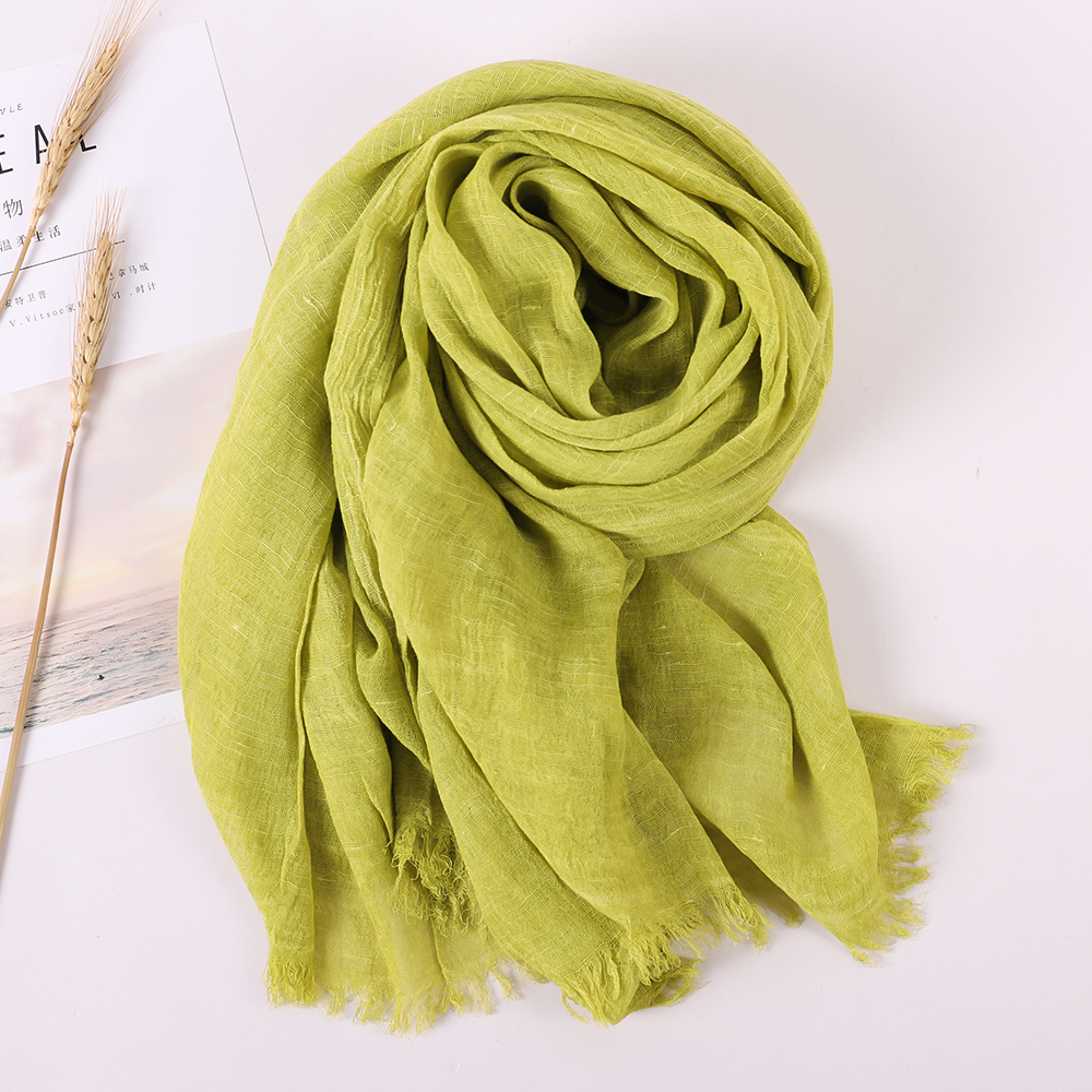 Bufanda de de lujo para mujer, chal de playa, bufandas de algodón a la para mujer, Bandana pashmina musulmana, hijab silenciador, Otoño Invierno: Verde militar