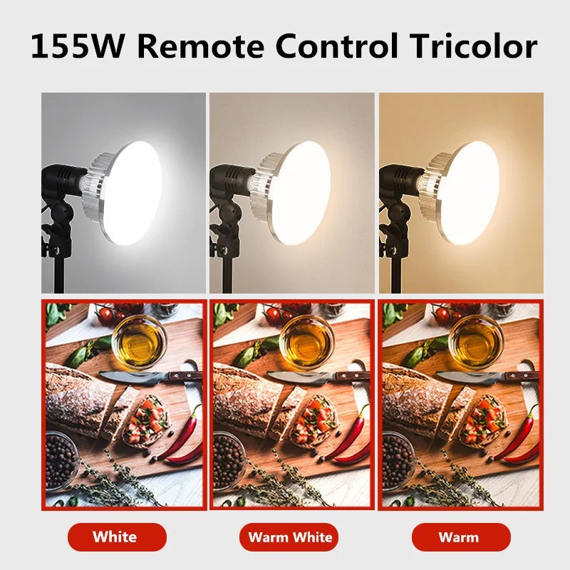 155w led-lampor 3200k-5500k fotolampor  e27 fästen med fjärrkontroll för studiofotografering hemmalager kontor