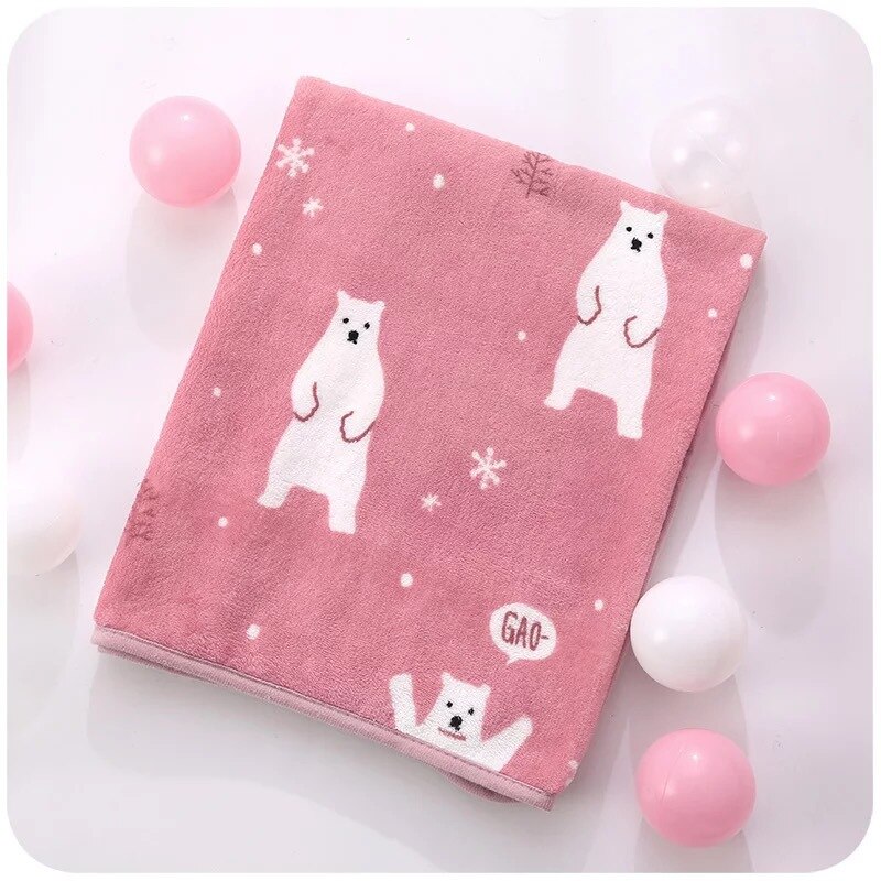 Tecknad korall fleece ull filt barn baby filt luftkonditionering kontor soffa sierran filt sommar 100*72cm: Rosa
