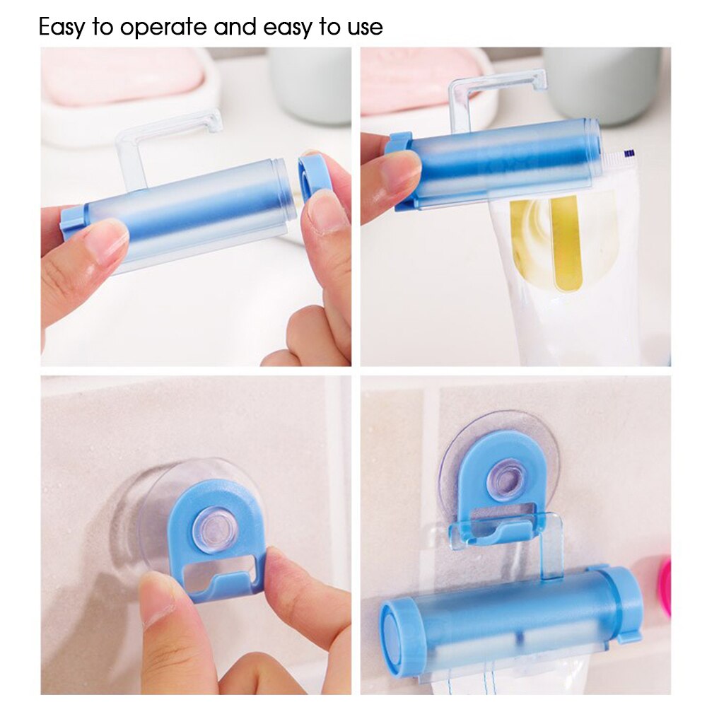 Rolling Toothpaste Squeezer Dispenser Tube Suction Cup Hanger Room Toothpaste Stand Bathroom Accessories 5 Colors