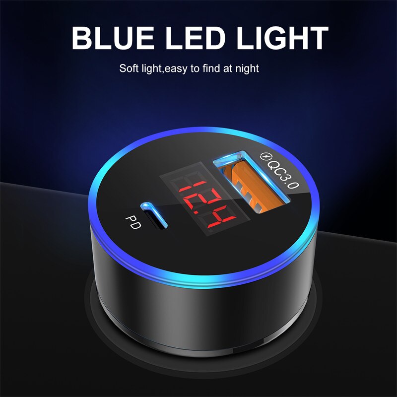 UKGO – chargeur de voiture à LED 6A PD 18W, double USB, Charge rapide 3.0, pour téléphone portable, pour iPhone Huawei Samsung Galaxy