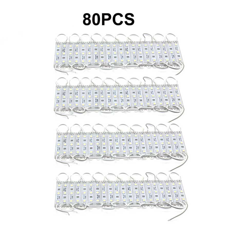 Smd 5050 led moduler lys 3 ledet  dc12v vanntett reklame skilt butikk front lys stripe lampe moduler sett hvit farge: 80 stk