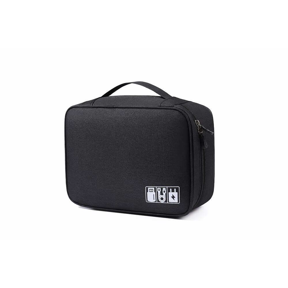 Travel Cable Bag Portable Digital USB Gadget Organizer Charger Wires Cosmetic Zipper Storage Pouch kit Case Accessories Supplies: black