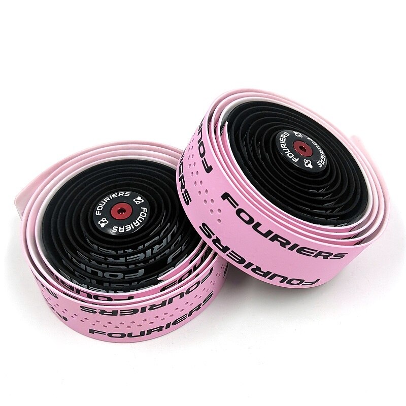 Fouriers Road Fietsstuur Tape Fixed Gear Bike Dubbele kleur Stuurlint Wraps PU Materiaal Fietsstuur Tape: Black Pink