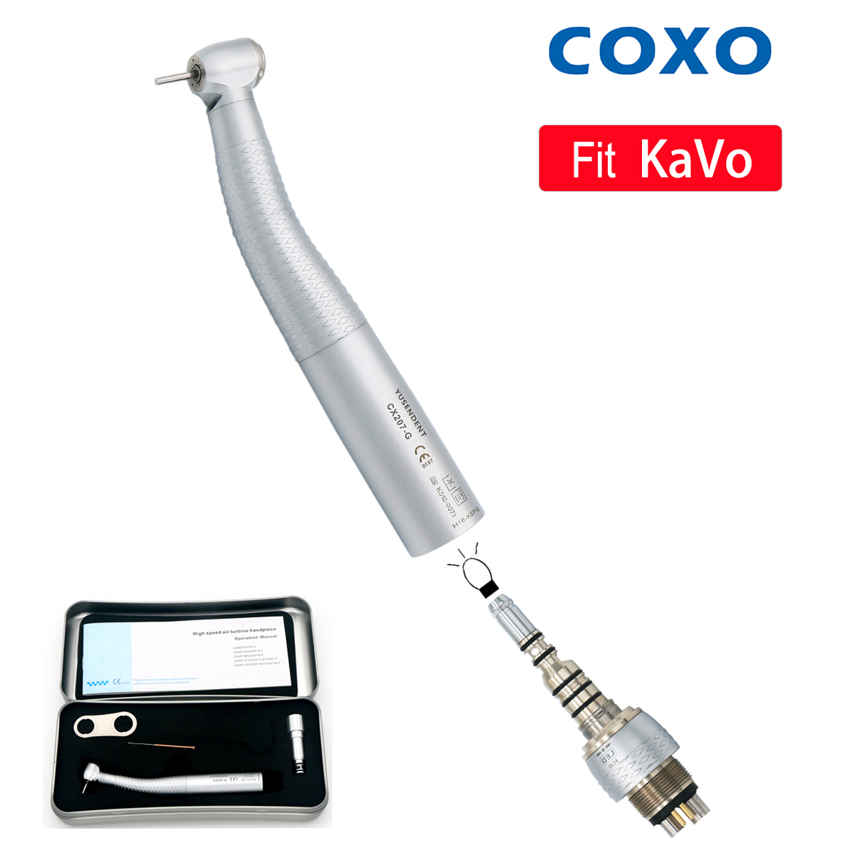Original COXO Dental LED Fiber Optic High Speed Handpiece Air Turbine Handpiece LED Coupler Fit KaVo MULTIFLEX LUX Dental Tools