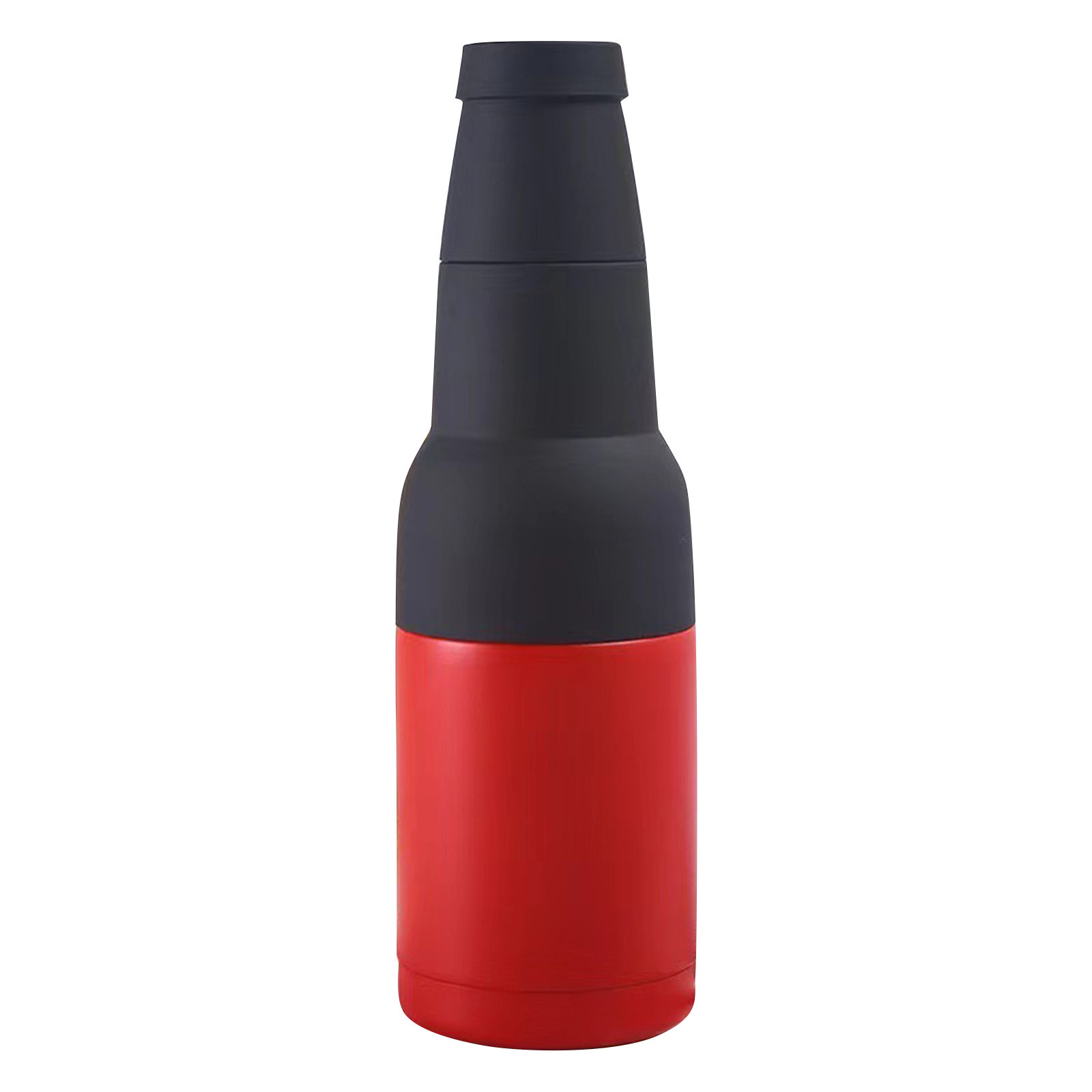 Mangas enfriadoras de botellas de cerveza, aislador de lata de doble pared de acero inoxidable, soporte de botella de cerveza aislado, 12oz: Rojo