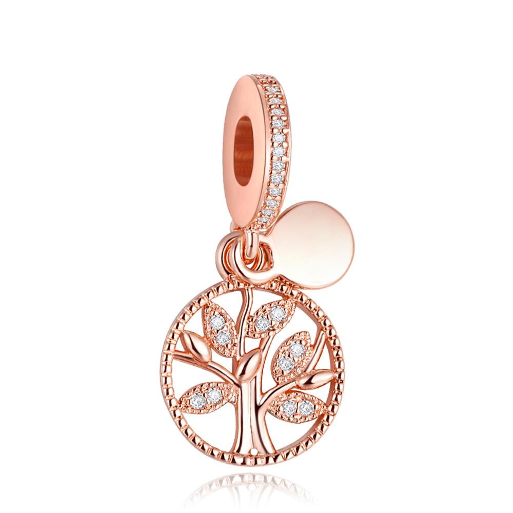 Rose Gold Baumeln Charms Liebe Schlösser Familie Herzen Baum Perlen Für Schmuck Herstellung Passend Original Silber Armbänder Für Frau DIY: Himmel Blau