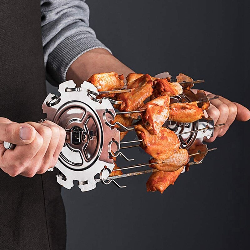 Churrasco de aço metal torrador espetos rotisserie agulha gaiola forno kebab maker grill