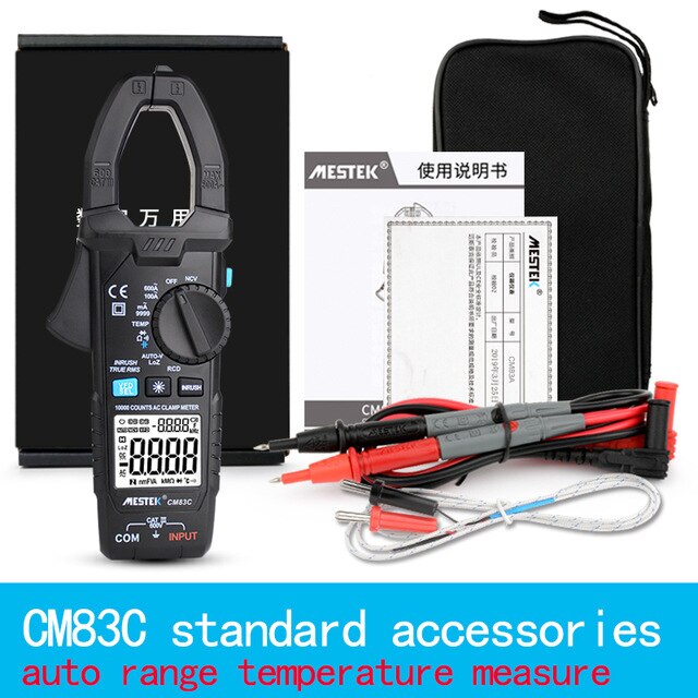 MESTEK Digital Clamp Meter 600A AC Current AC/DC Voltage Ohm True RMS Auto Range VFD Capacitance NCV Tester Ammeter Multimeter: CM83C