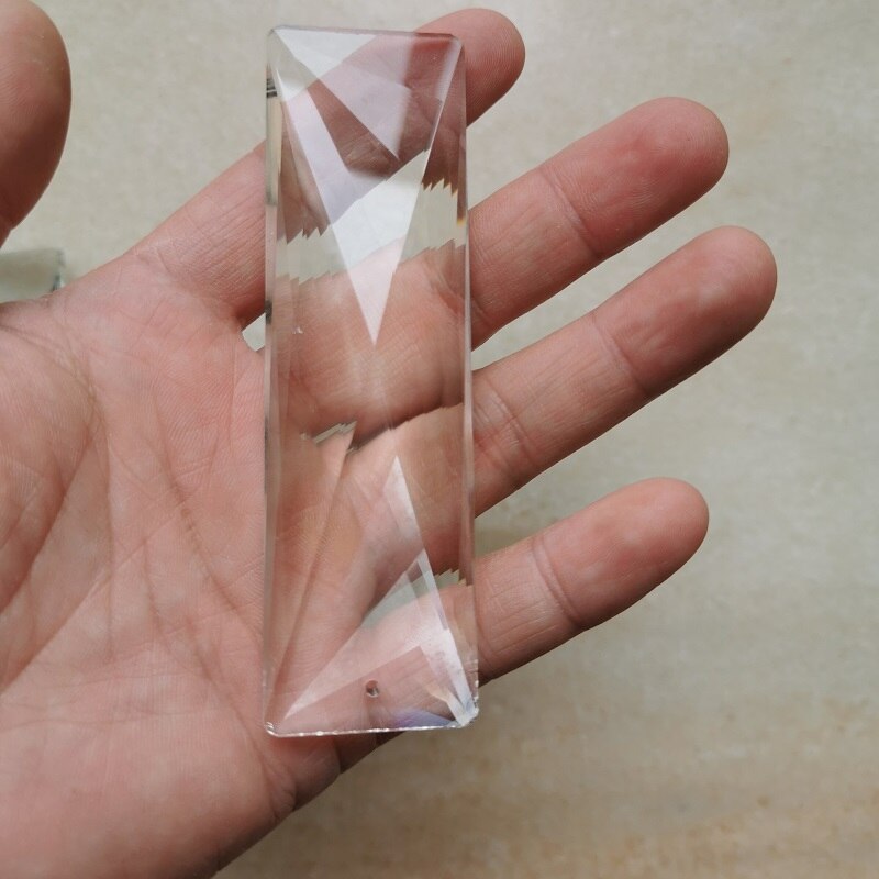 10 Stks/partij Clear Multi-Facet Crystal Lange Bar Prisma Kroonluchter Kristal Met 1 Of 2 Gaten Home Gordijn Accessoires