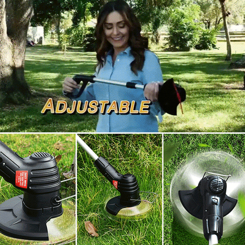 Lawn Mower Electric Grass Trimmer with 2 Batteries Wireless Cordless Lawn Mower Length Adjustable Garden Pruning Cutter Tool