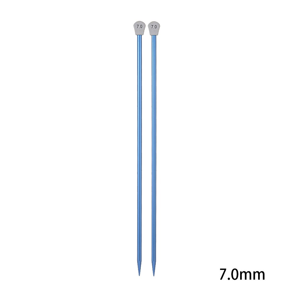 2Pcs/set 35cm Single Pointed Knitting Needles Long Aluminum Straight Pins DIY Weaving Tool Sweater Scarf Needle Pin 2.0-12mm: 7.0mm
