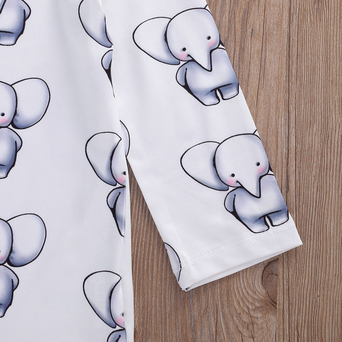 2 Stuks Pasgeboren Olifant Print Outfits, Baby Lange Mouw Ronde Hals Geknoopt Slapen Zak Boog Hoofdband