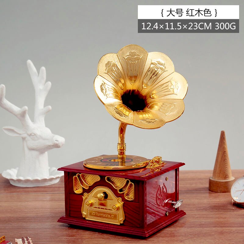 Boîte à musique Gramophone Antique, boîte à musique créative européenne, manivelle, décor de maison, d&#39;anniversaire et de noël: big wood