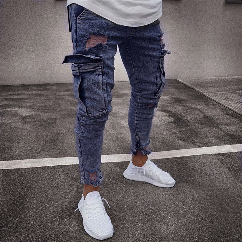 Heren Jeans Denim Pocket Broek Zomer Herfst Dunne Slanke Regular Fit Straight Jeans Elasticiteit Rekbare Mannelijke Mode grote maten