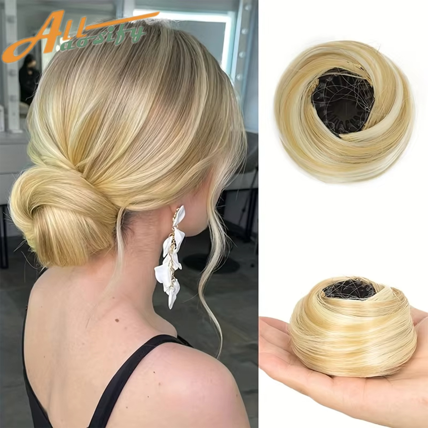 Clip sintetica nelle estensioni del panino per capelli disordinati Mini ciambella Updo posticci per donne Ragazze Chignon retrattili a forma di nido d'uccello: # 10