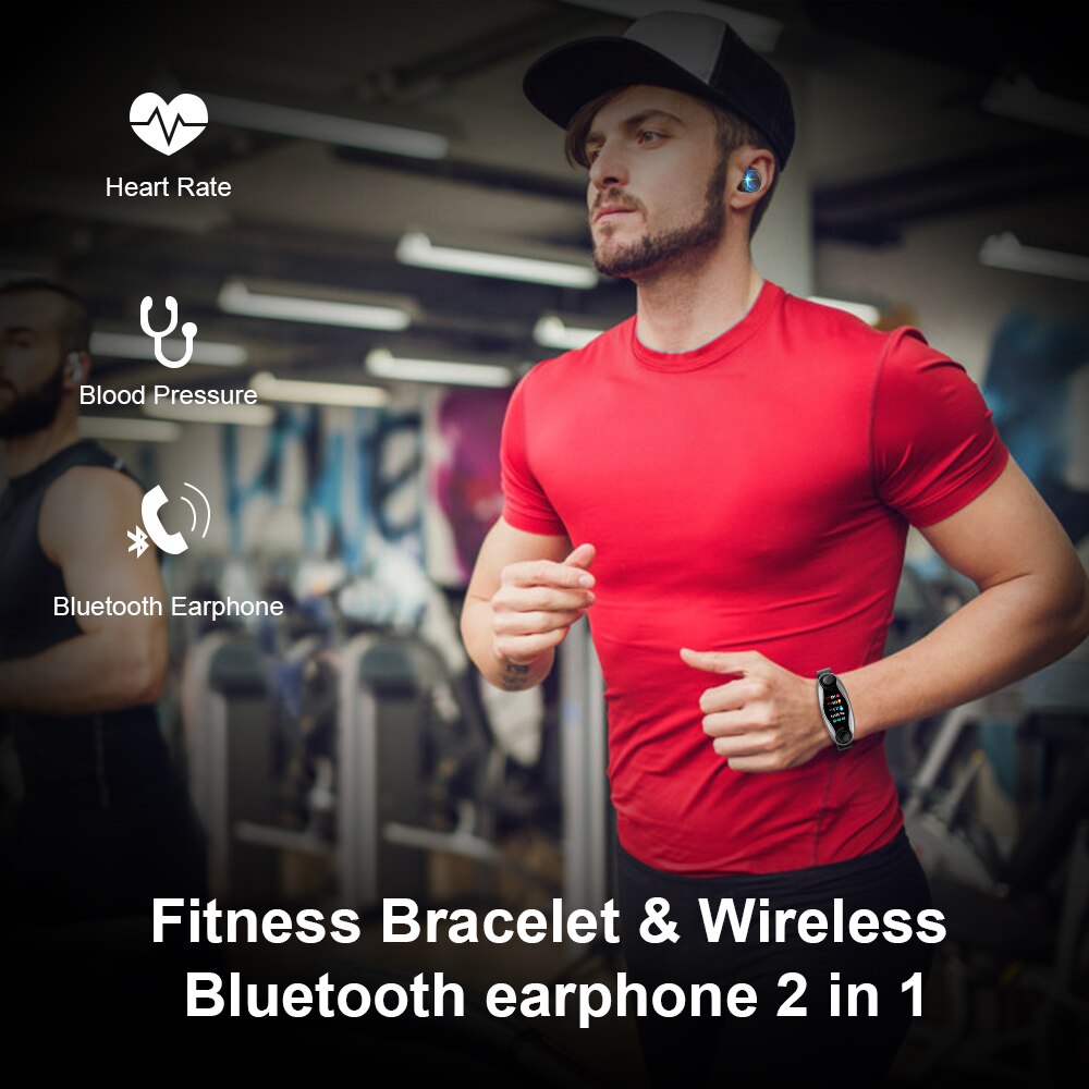 Femperna casque sans fil Double Bluetooth Earub écouteurs réponse appel souffle lumière Fitness bracelet intelligent montre intelligente