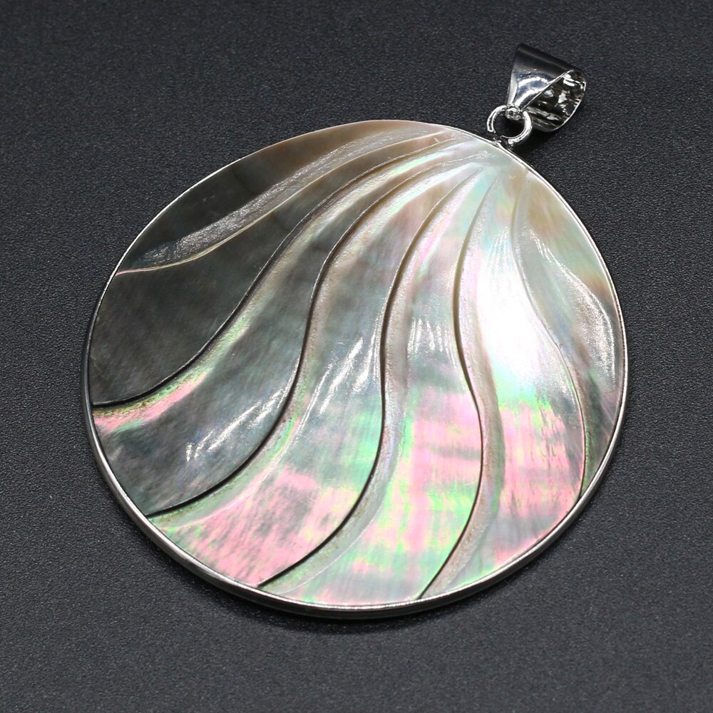 Natural Sliver Color Mother of Pearl Shell Pendant Big Round Sea shell Charm Pendant for Jewelry Making Necklace Supplies