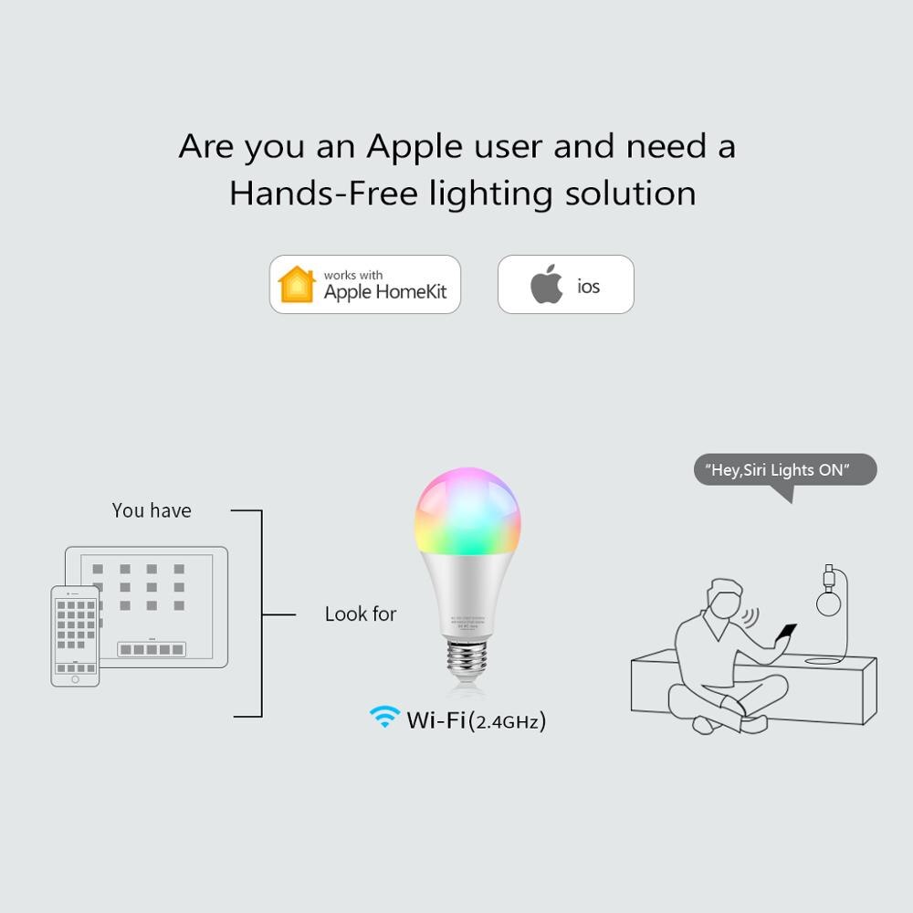 RGB Smart LED Bulb Homekit Siri Voice Control Lamp E27 Bluetooth LED Light Room Decor Lighting Remote Control Lamp Indoor