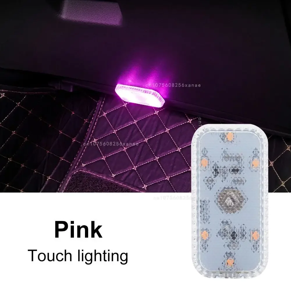 1PCS Touch Sensor LED Lamp LED Ambient Light Car Interior Roof Reading Lamp Wireless USB Rechargeable Atmosphere Lights: Crystal Blue