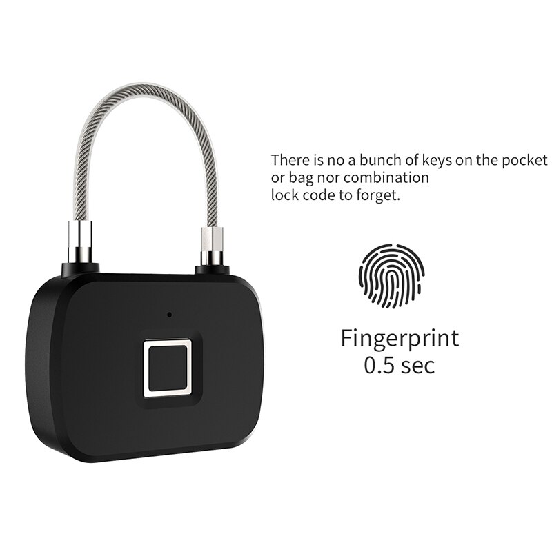 Smart Fingerprint Lock 0.5s Quick Fingerprint Recognition Unlock Anti-theft Security Keyless Padlock For Door Luggage Case