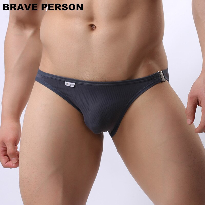 Brave Person Brand Men&#39;s Briefs Sexy Underwear Bikini Side Metal Buckle Underwear Men Briefs B1146