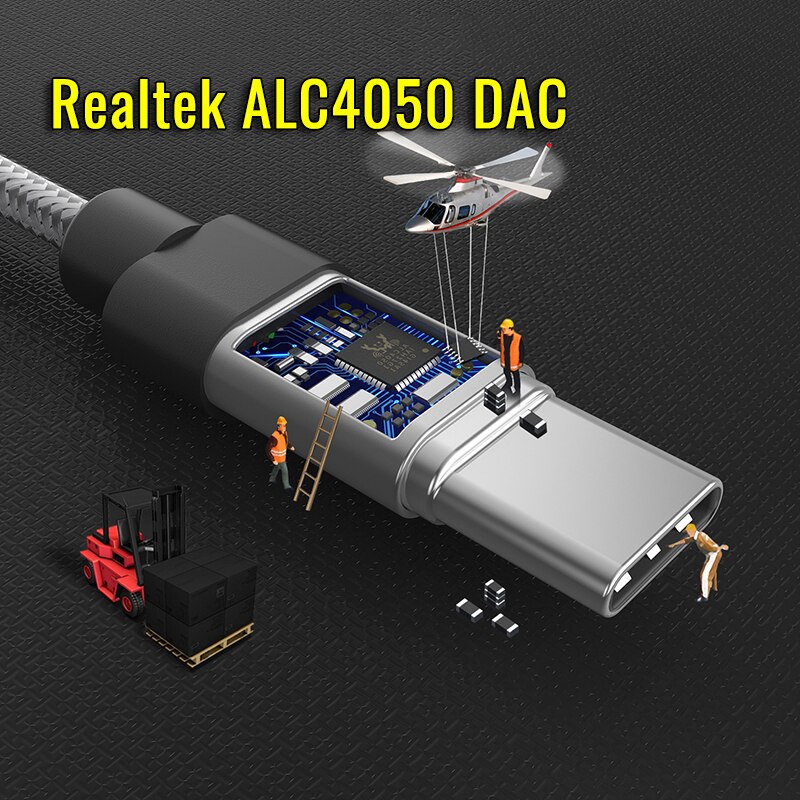 Realtek ALC4050 Pcm 32bit/384K Digitale Audio Converter Dac Usb Type C Naar 3.5Mm Headset Jack Aux adapter Decoder Ofc Puur Koperen