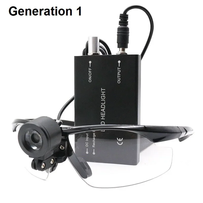 Oraler Dental-Scheinwerfer, 3 W/5 W, LED-Zahnarzt-Scheinwerfer mit chirurgischem Betrieb und Schutzbrille, wiederaufladbarer Lithium-Ionen-Akku: Black