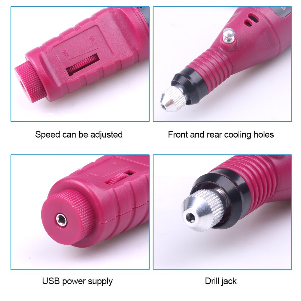 Professionele Elektrische Nagel Boor Machine Draagbare Pedicure 6 Bits Frezen Uv Led Koud Polish Remover Nail Art Manicure Tool