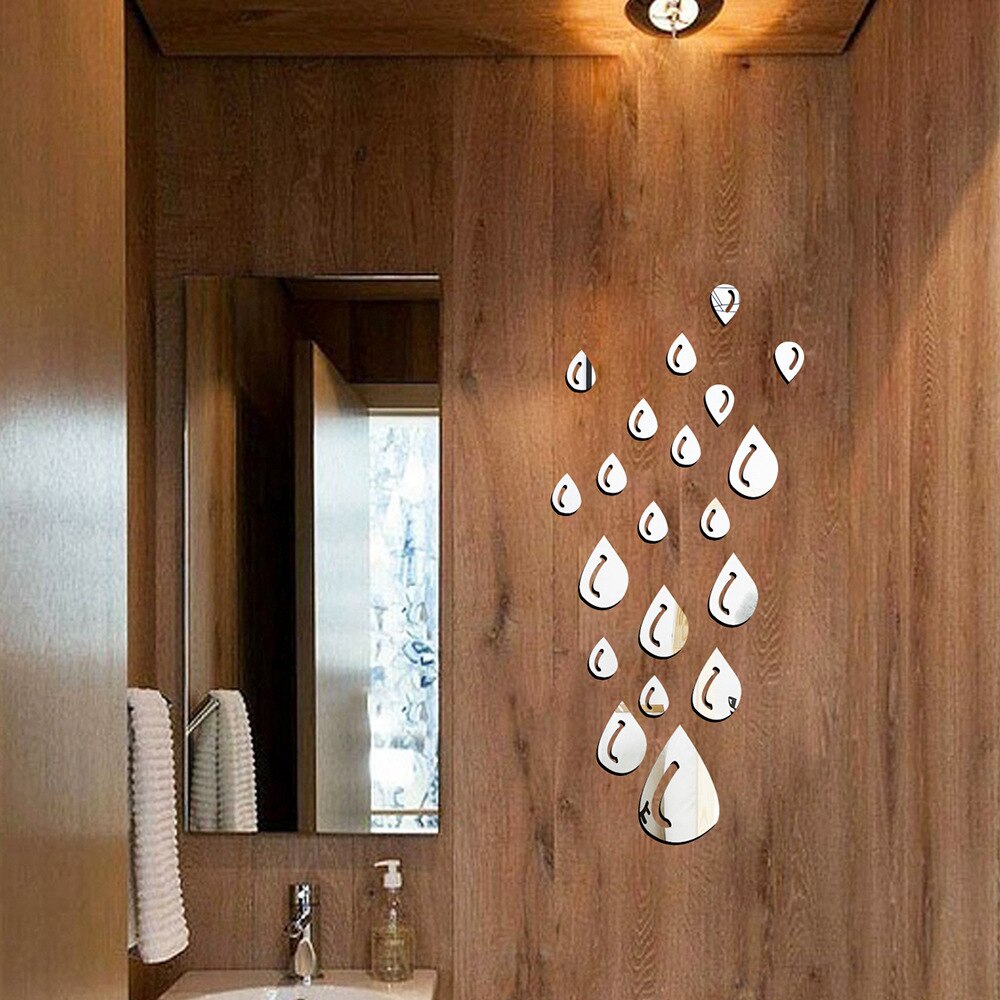 Water Raindrop Mirror Wall Sticker DIY 3D Mirror Sticker Living Room TV Background Wall Bedroom Wallpaper Self-Sti