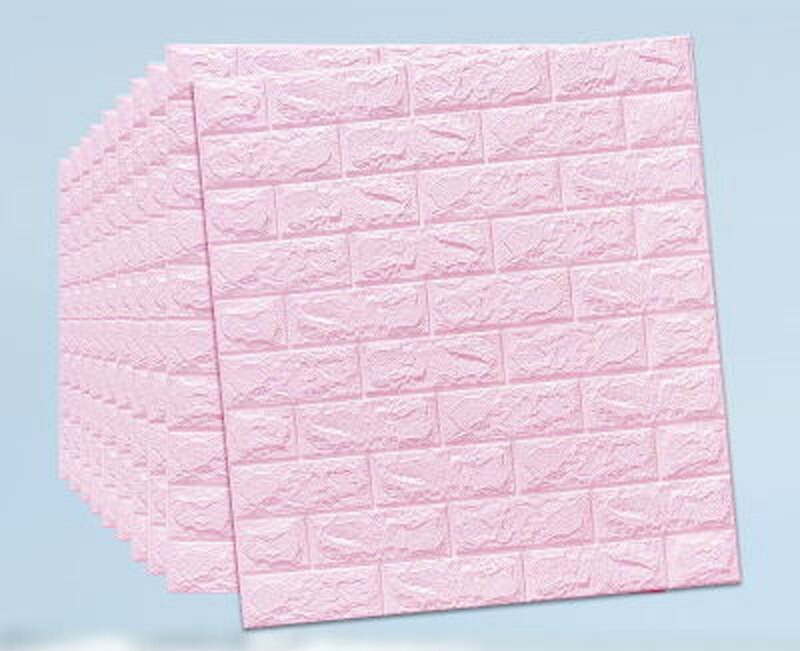 Pegatinas de espuma 3D para pared, de ladrillo, autoadhesivos impermeables para decoración del hogar, habitación de niños, sala de estar: Light pink