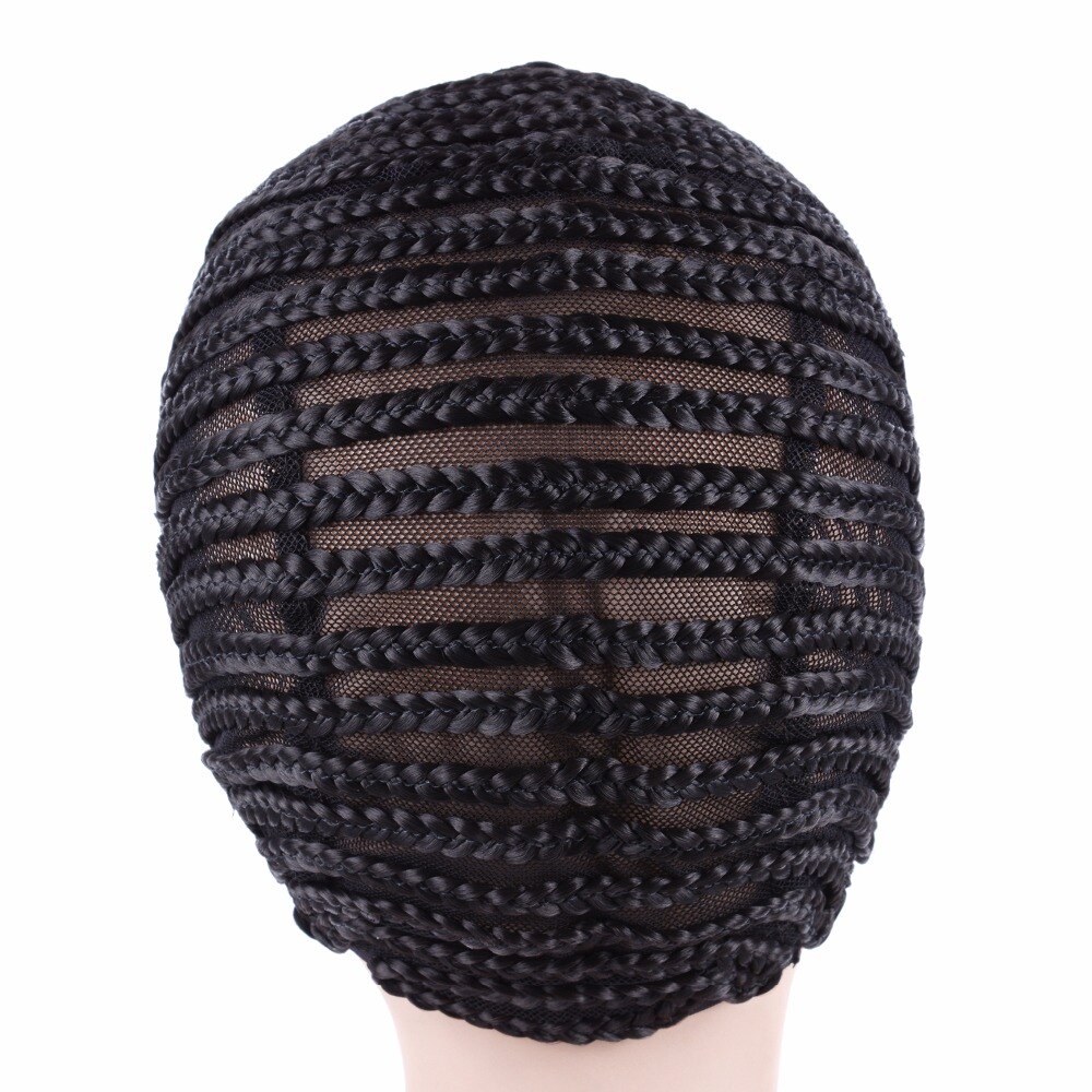 6pcs Large Crochet Wig Cap Easy Sew In Cornrow Wig Cap For Making Wigs Stretching 52-66Cm Super Ealstic Cornrow Cap Black
