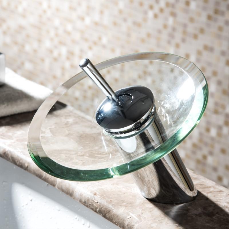 Bathroom waterfall Faucet Chrome Finish Basin Sink Faucet Mixer Tap Waterfall Faucet . Bathroom sink glass Mixer Tap