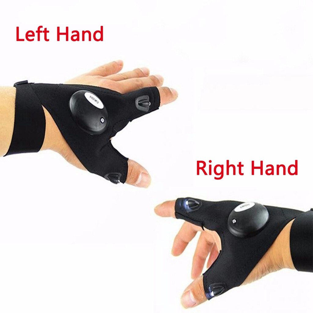 Night Fishing Glove With LED Light Rescue Tools Outdoor Gear Waterproof Convenient High Brightness Led Light Gloves For Fishing: Black