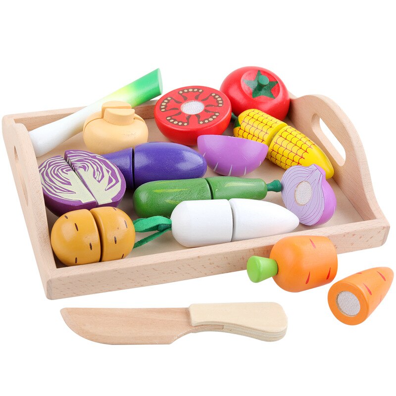 Per bambini di Simulazione di Frutta e Verdura di Educazione Precoce di Legno Ragazzo e Ragazza Giocattoli di Cucina Da Cucina Magnetico Combinazione Set Regalo: 12