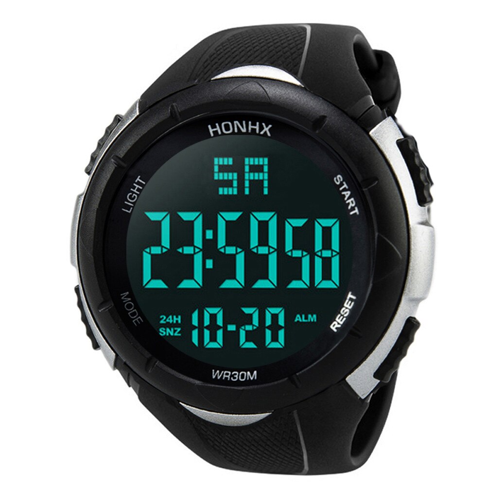Men Digital Sport Watch Digital LED Pedometer Run Step Walking Distance Calorie Counter Watches Waterproof Pedometer Watches: White