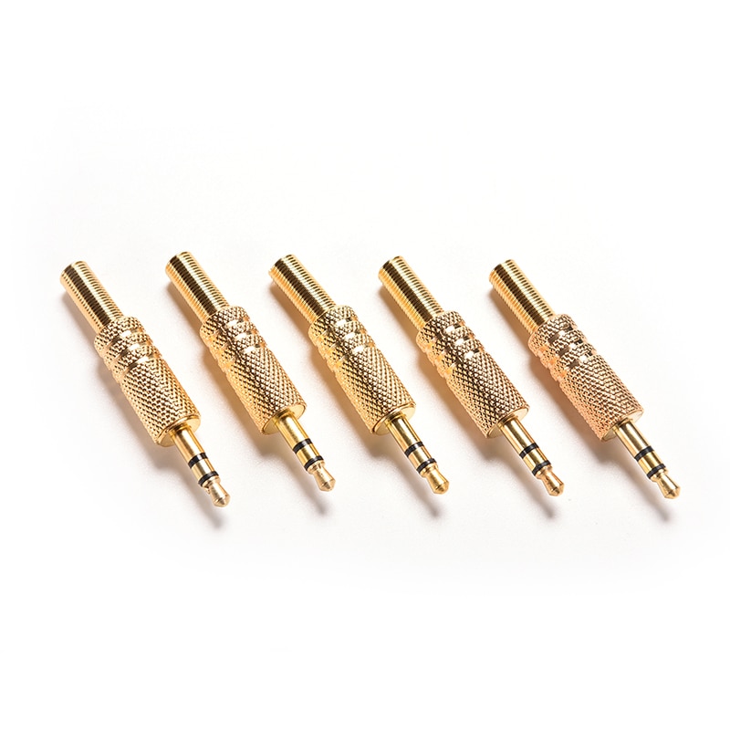 5pcs 3.5mm Stereo Audio Jack Plug Mini 1/8Inch Jack Plug Headphone Male Plug Coax Cable Audio Adapter Connecter Soldering
