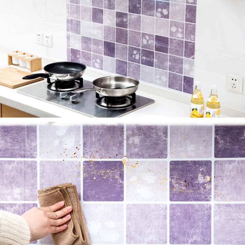 60 x 100cm thuis aluminiumfolie zelfklevend anti-olie behang voor keuken hoge temperatuurbestendige lijm decor 4 kleur%.