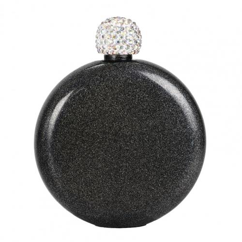 Liquor Hip Flask Lady Portable Wine Jug Stainless Steel Alcohol Flask Crystal Lid Drinkware Bottle Novelty Hip Flask: black