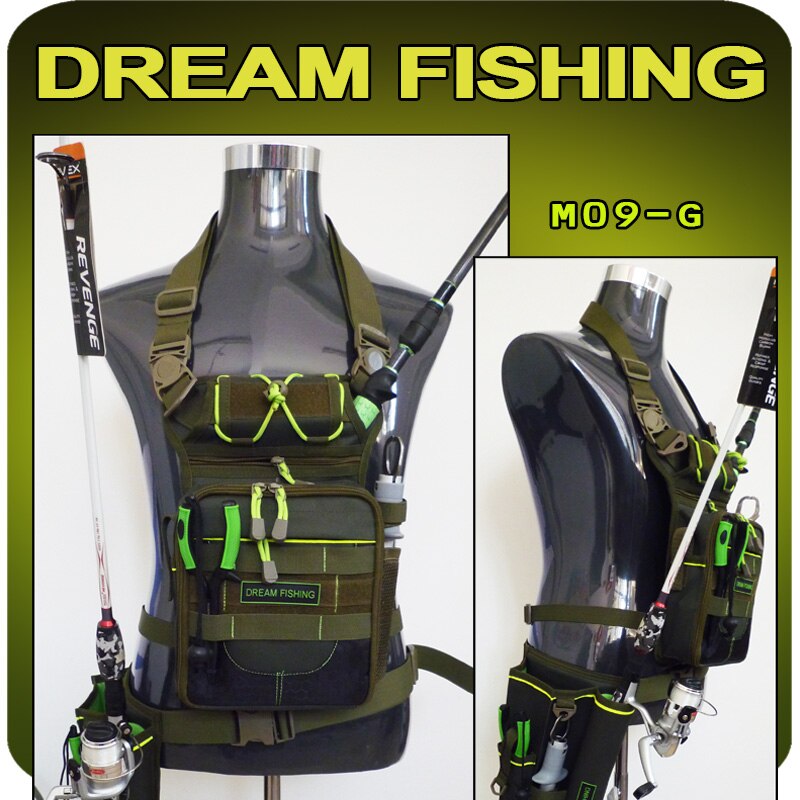 DREAM FISHING 17*6*22cm Multifunctional Fishing Tackle Bags + 17.5*15.5*3.5cm Fishing Box Storage Case Chest Bag Waist Leg Pack