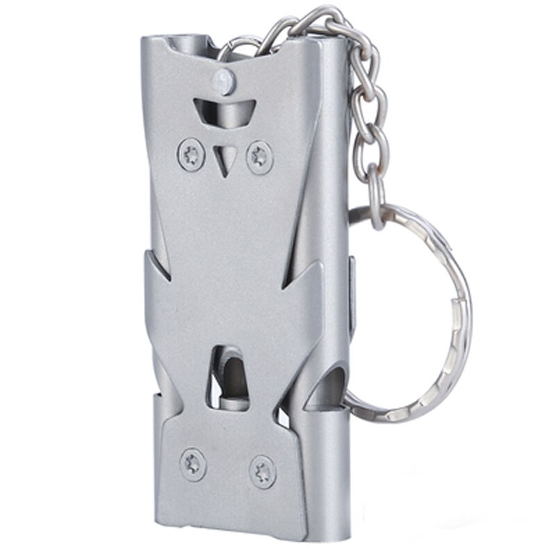 Silbato de acero inoxidable North Wolf, silbato de alta frecuencia de supervivencia al aire libre, alto Decibelio, estallido de doble agujero: NR0612-Silver