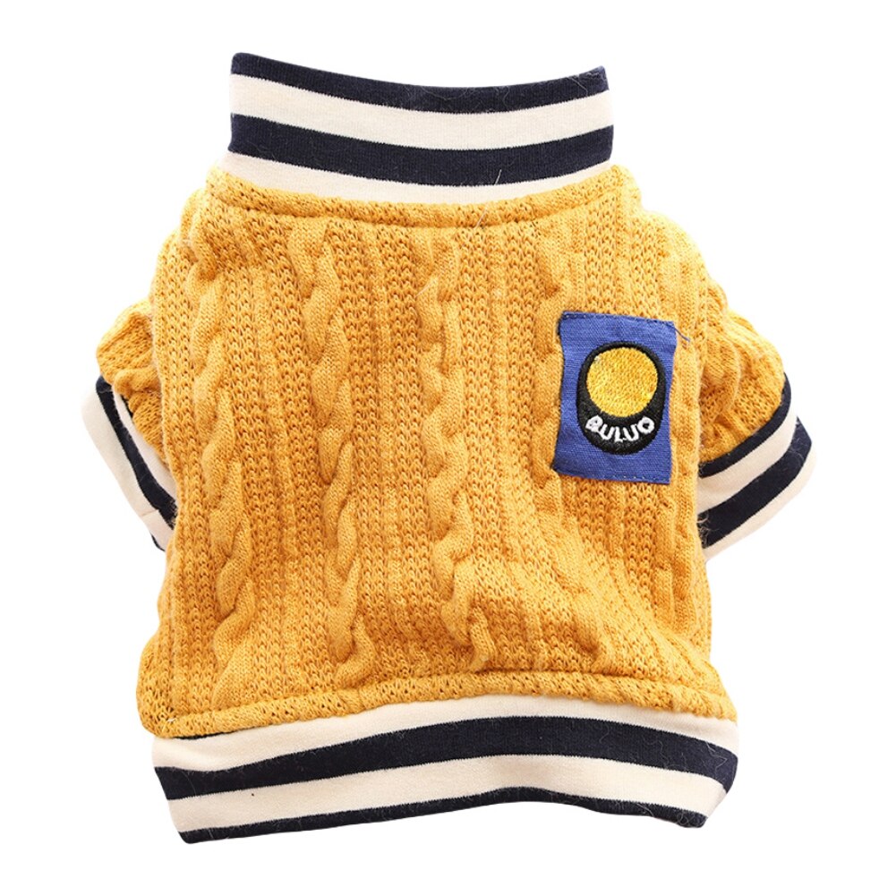 Hond Trui Warme Hondenkleding Gevlochten Coltrui Gebreide Puppy Trui Twisted Touw Gebreide Hond Jumper Jas Voor Honden Katten: YELLOW / S