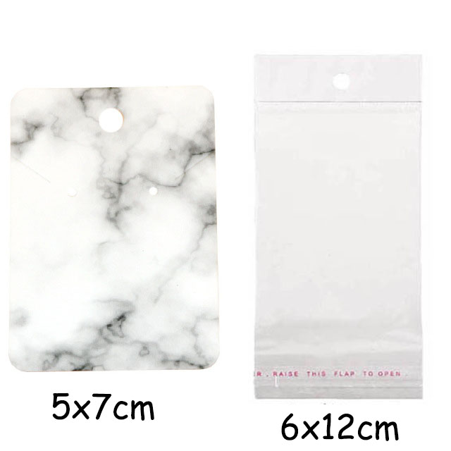 50pcs Paper Earring Display Cards with Self-Seal Bags Colorful Marbling DIY Handmade Packing Cards for Earring Stud Necklace: 10