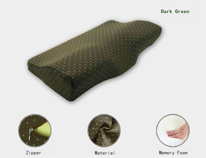 BEYOND CLOUD Butterfly Shaped Memory Pillows Relax Cervical Spine Adult Health Care Slow Rebound Memory Foam Neck Pillow 002: Green