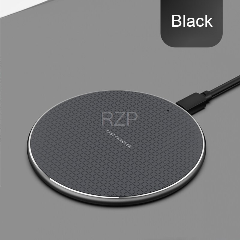 RZP Draadloze Oplader Voor Apple iPhone X Xs Max XR 8 Plus Samsung Galaxy S8 S9 S10 Plus Note 10 9 snelle Draadloze Opladen Lader: Black