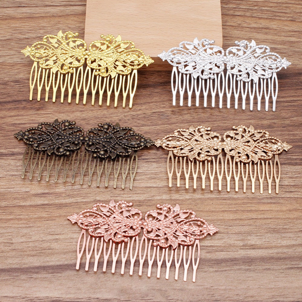 REGELIN-peineta antigua de cobre con 10 dientes para el cabello, joyería con abalorio, horquilla de flor para mujer, horquillas, pasadores, accesorios Retro para el cabello