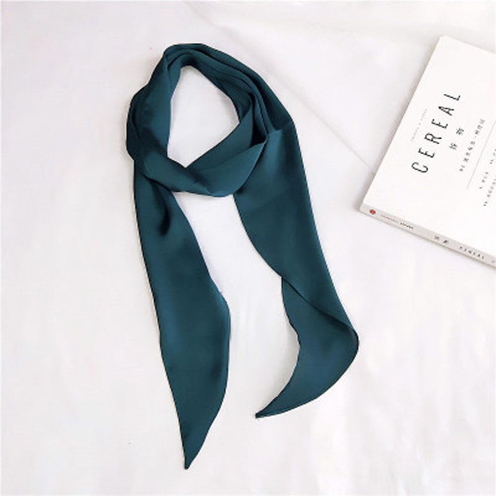 Foulard en soie imitation ruban pour femme, joli foulard solide pour fille, bandeau pour cheveux, poignée de sac, petits foulards: Vert foncé